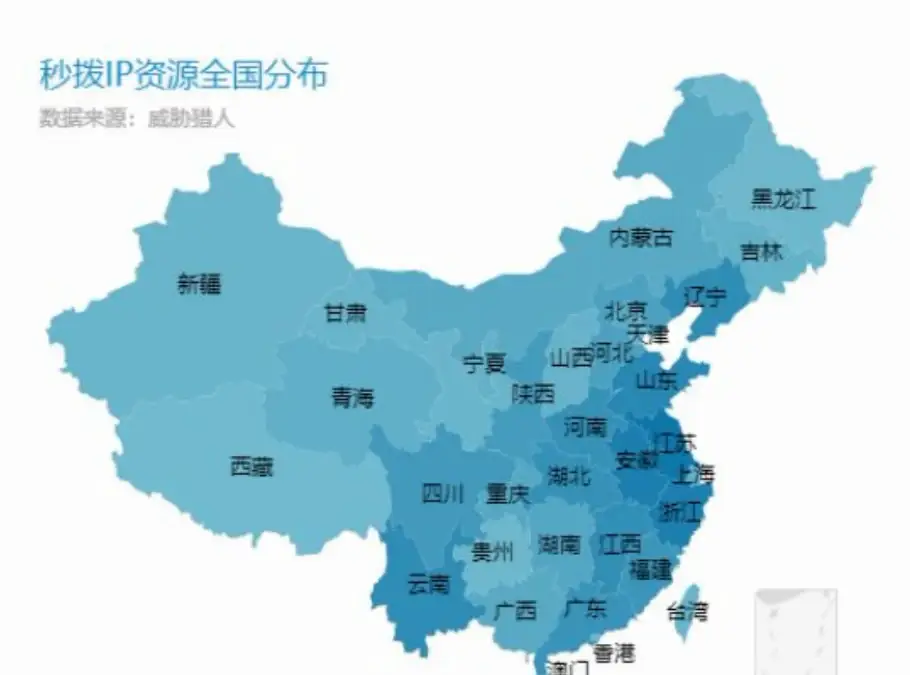 Two seconds to dial IP resources for distribution maps in China's provinces.