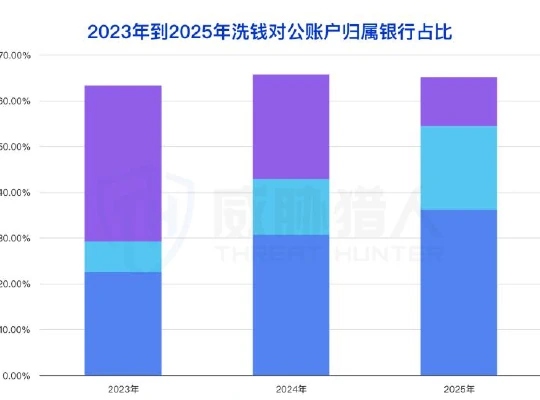 Money-laundering as a percentage of bank type stacked column for public accounts, 2023-2025 Figure