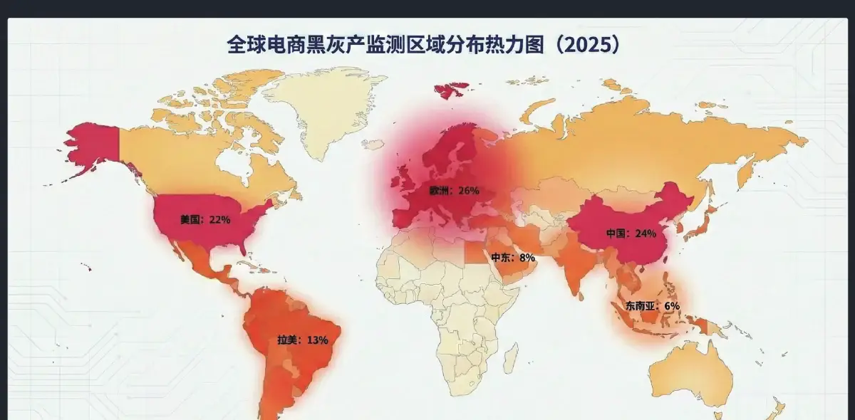 Global e-commerce cybercrime monitoring regional heat distribution in 2025
