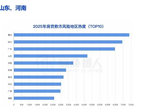 Top5 provinces (including municipalities) for loan fraud in 2025: Chongqing, Sichuan, Guangdong, Shandong, Henan (page 23 of the original report)